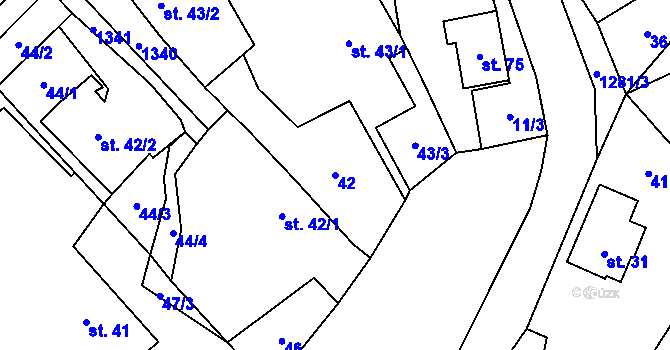 Parcela st. 42 v KÚ Lbín, Katastrální mapa