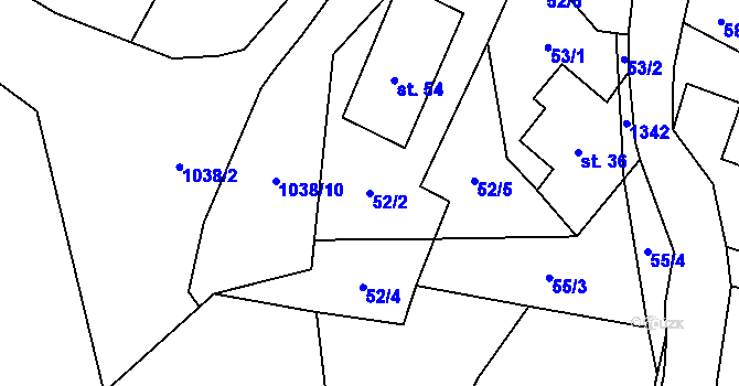 Parcela st. 52/2 v KÚ Lbín, Katastrální mapa