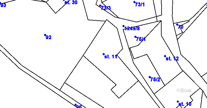 Parcela st. 11 v KÚ Tlučeň, Katastrální mapa