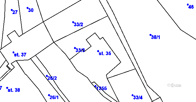 Parcela st. 35 v KÚ Tlučeň, Katastrální mapa