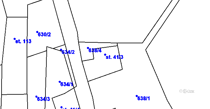 Parcela st. 41/3 v KÚ Tlučeň, Katastrální mapa