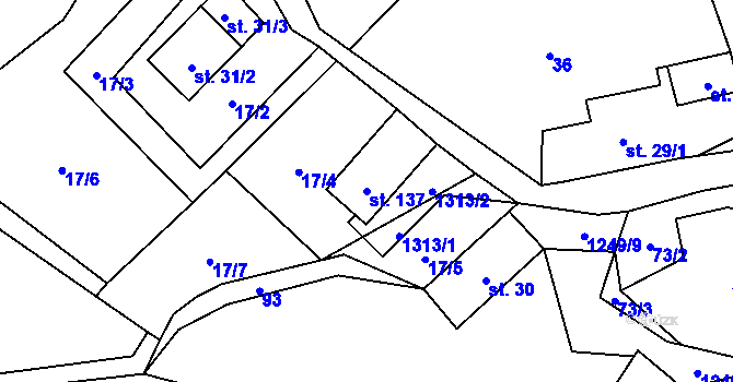 Parcela st. 137 v KÚ Tlučeň, Katastrální mapa
