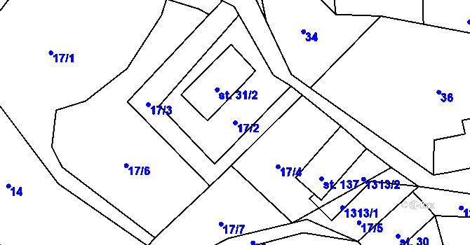 Parcela st. 17/2 v KÚ Tlučeň, Katastrální mapa