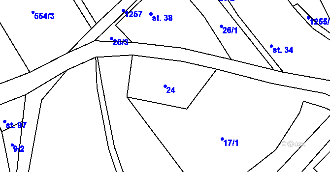 Parcela st. 24 v KÚ Tlučeň, Katastrální mapa