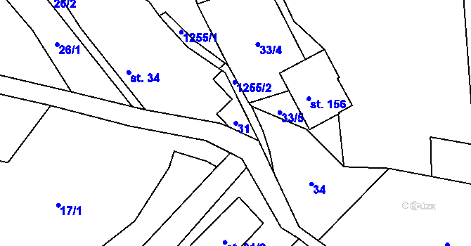 Parcela st. 31 v KÚ Tlučeň, Katastrální mapa