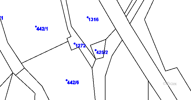Parcela st. 425/2 v KÚ Tlučeň, Katastrální mapa