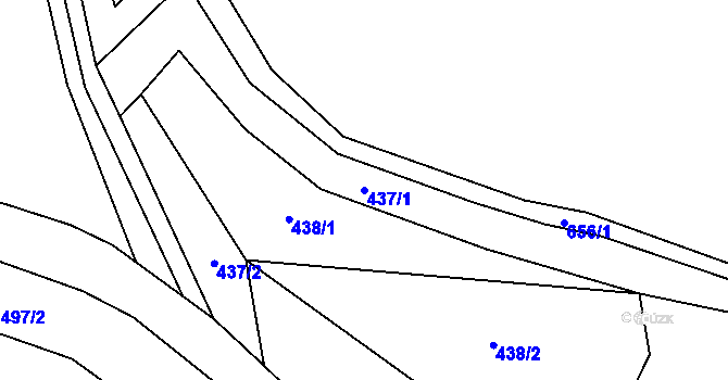 Parcela st. 437/1 v KÚ Tlučeň, Katastrální mapa