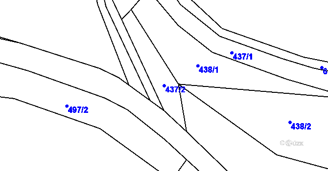 Parcela st. 437/2 v KÚ Tlučeň, Katastrální mapa