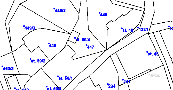 Parcela st. 447 v KÚ Tlučeň, Katastrální mapa