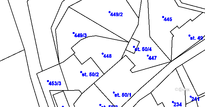 Parcela st. 448 v KÚ Tlučeň, Katastrální mapa