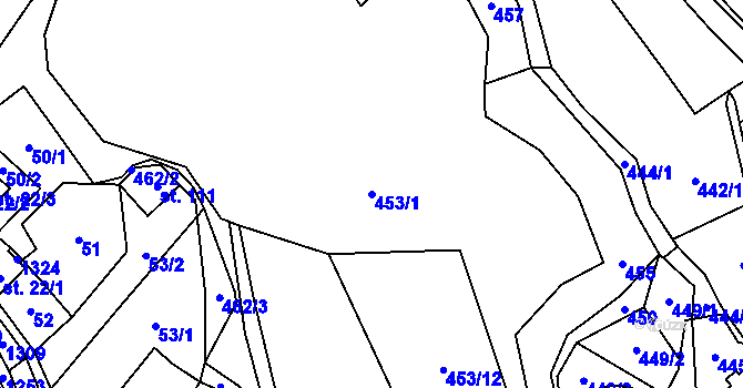 Parcela st. 453/1 v KÚ Tlučeň, Katastrální mapa