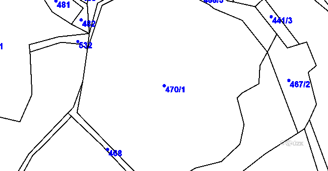 Parcela st. 470/1 v KÚ Tlučeň, Katastrální mapa