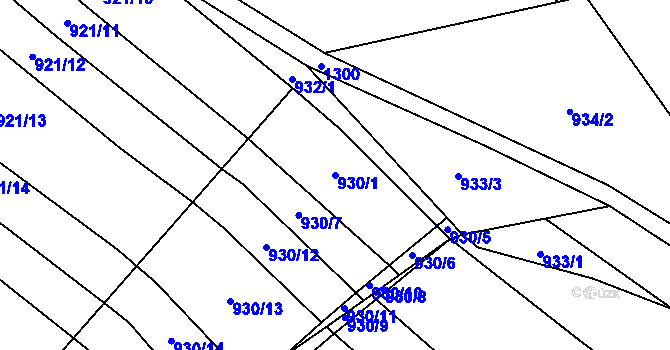 Parcela st. 930/1 v KÚ Tlučeň, Katastrální mapa