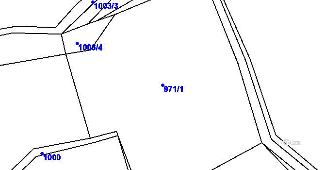 Parcela st. 971/1 v KÚ Tlučeň, Katastrální mapa