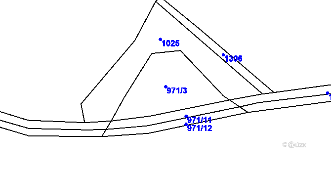Parcela st. 971/3 v KÚ Tlučeň, Katastrální mapa