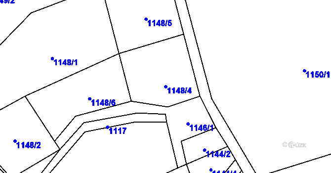 Parcela st. 1148/4 v KÚ Tlučeň, Katastrální mapa