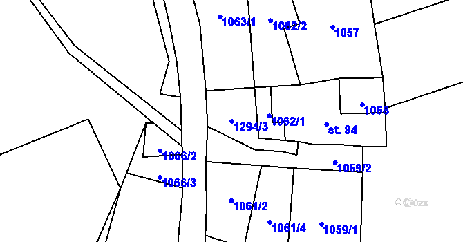 Parcela st. 1294/3 v KÚ Tlučeň, Katastrální mapa