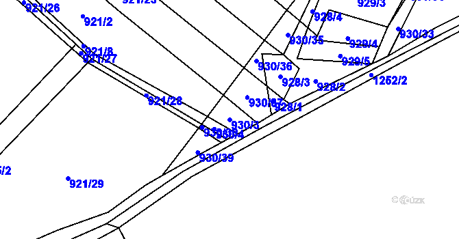 Parcela st. 930/3 v KÚ Tlučeň, Katastrální mapa