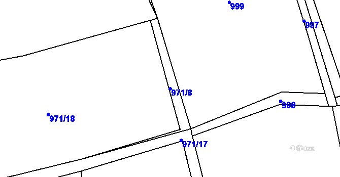 Parcela st. 971/8 v KÚ Tlučeň, Katastrální mapa
