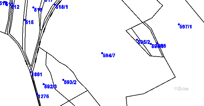 Parcela st. 594/7 v KÚ Tlučeň, Katastrální mapa
