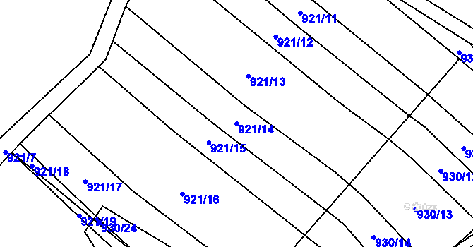 Parcela st. 921/14 v KÚ Tlučeň, Katastrální mapa