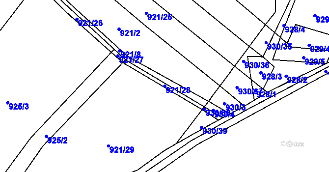 Parcela st. 921/28 v KÚ Tlučeň, Katastrální mapa
