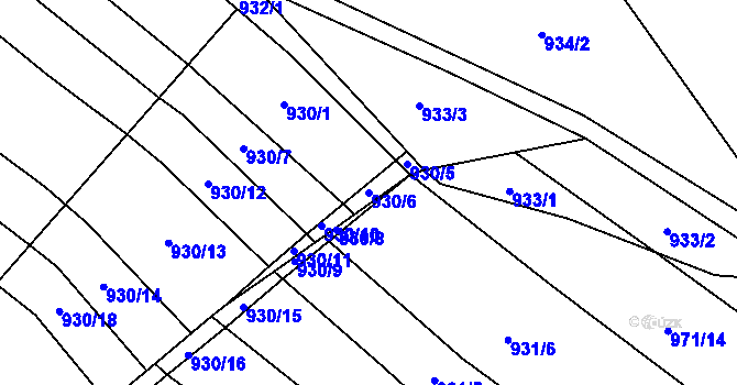 Parcela st. 930/6 v KÚ Tlučeň, Katastrální mapa