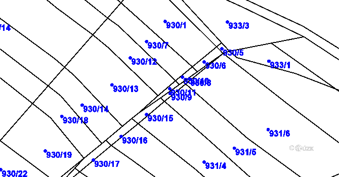 Parcela st. 930/11 v KÚ Tlučeň, Katastrální mapa