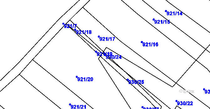 Parcela st. 930/24 v KÚ Tlučeň, Katastrální mapa