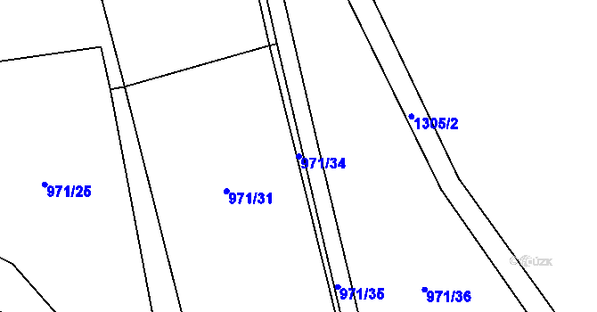 Parcela st. 971/34 v KÚ Tlučeň, Katastrální mapa