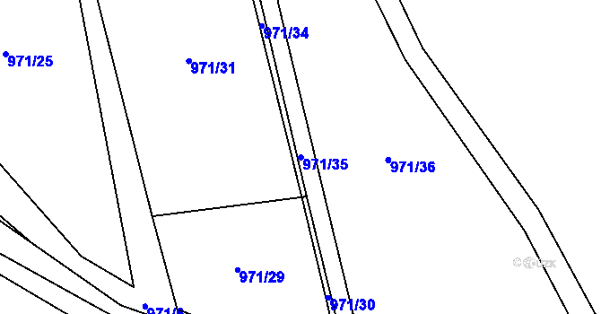 Parcela st. 971/35 v KÚ Tlučeň, Katastrální mapa