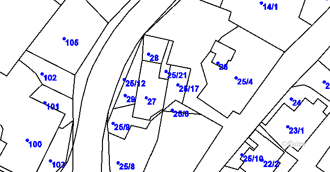 Parcela st. 25/18 v KÚ Hlinné, Katastrální mapa
