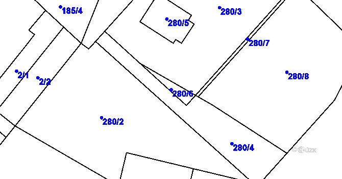 Parcela st. 280/6 v KÚ Hlinné, Katastrální mapa