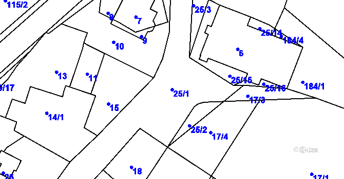 Parcela st. 25/1 v KÚ Hlinné, Katastrální mapa