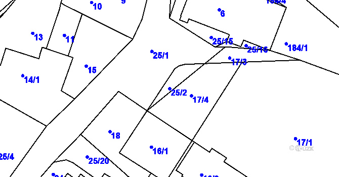 Parcela st. 25/2 v KÚ Hlinné, Katastrální mapa