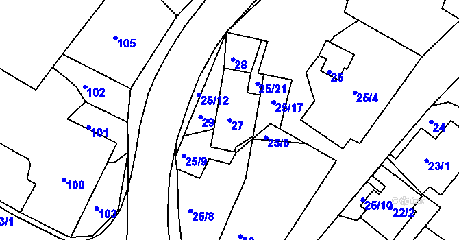 Parcela st. 27 v KÚ Hlinné, Katastrální mapa