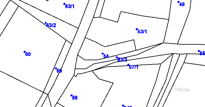 Parcela st. 54 v KÚ Hlinné, Katastrální mapa