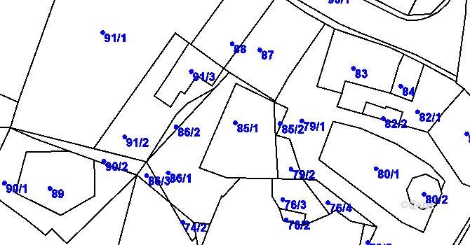 Parcela st. 85/1 v KÚ Hlinné, Katastrální mapa