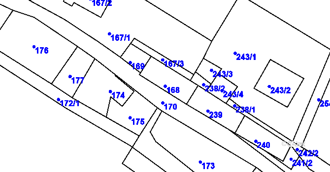 Parcela st. 168 v KÚ Hlinné, Katastrální mapa