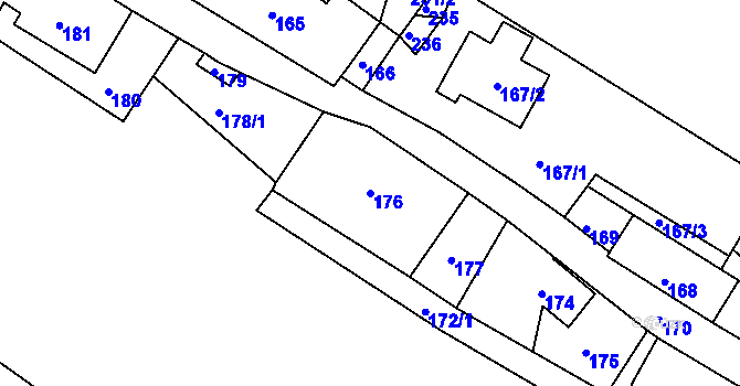 Parcela st. 176 v KÚ Hlinné, Katastrální mapa
