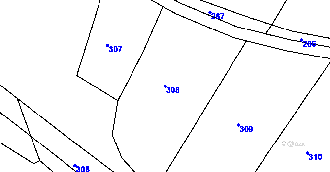 Parcela st. 308 v KÚ Hlinné, Katastrální mapa
