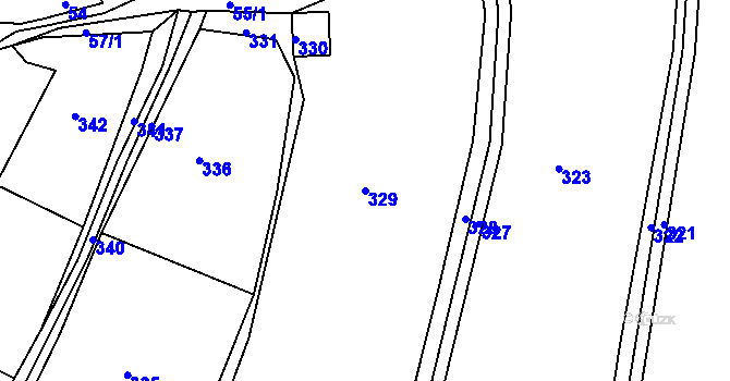 Parcela st. 329 v KÚ Hlinné, Katastrální mapa