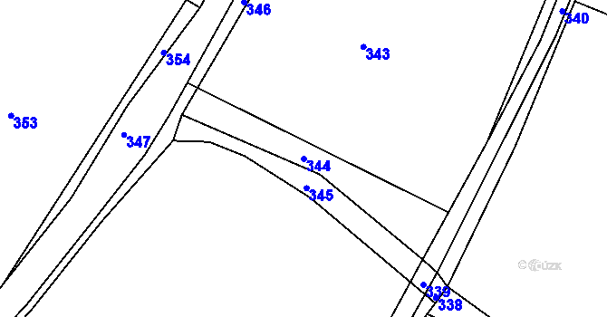 Parcela st. 344 v KÚ Hlinné, Katastrální mapa