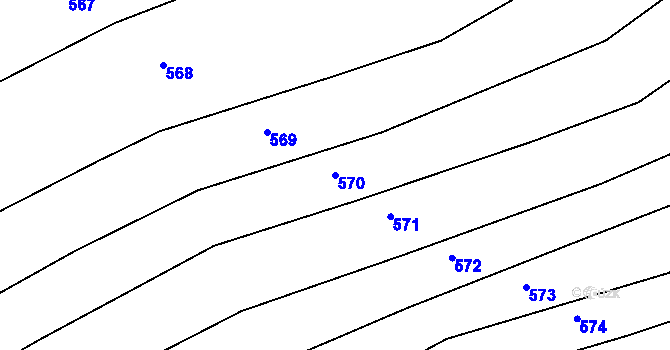 Parcela st. 570 v KÚ Hlinné, Katastrální mapa