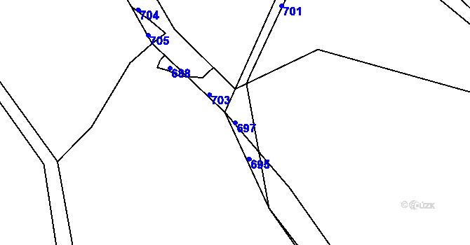 Parcela st. 697 v KÚ Hlinné, Katastrální mapa