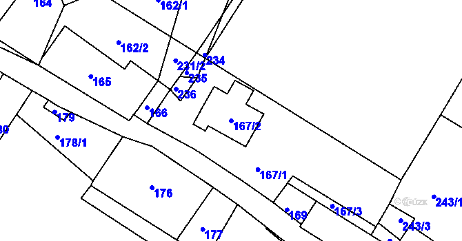 Parcela st. 167/2 v KÚ Hlinné, Katastrální mapa