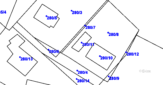 Parcela st. 280/11 v KÚ Hlinné, Katastrální mapa