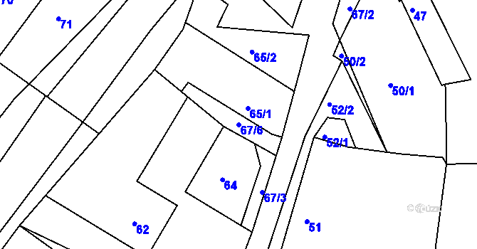 Parcela st. 67/6 v KÚ Hlinné, Katastrální mapa