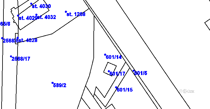 Parcela st. 601/14 v KÚ Hlinsko v Čechách, Katastrální mapa