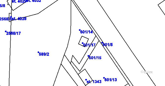 Parcela st. 601/17 v KÚ Hlinsko v Čechách, Katastrální mapa